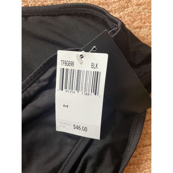 NWT 24th & Ocean Solid Mid Waist Hipster Bikini Swimsuit Bottom Sz M, Black - Picture 4 of 7